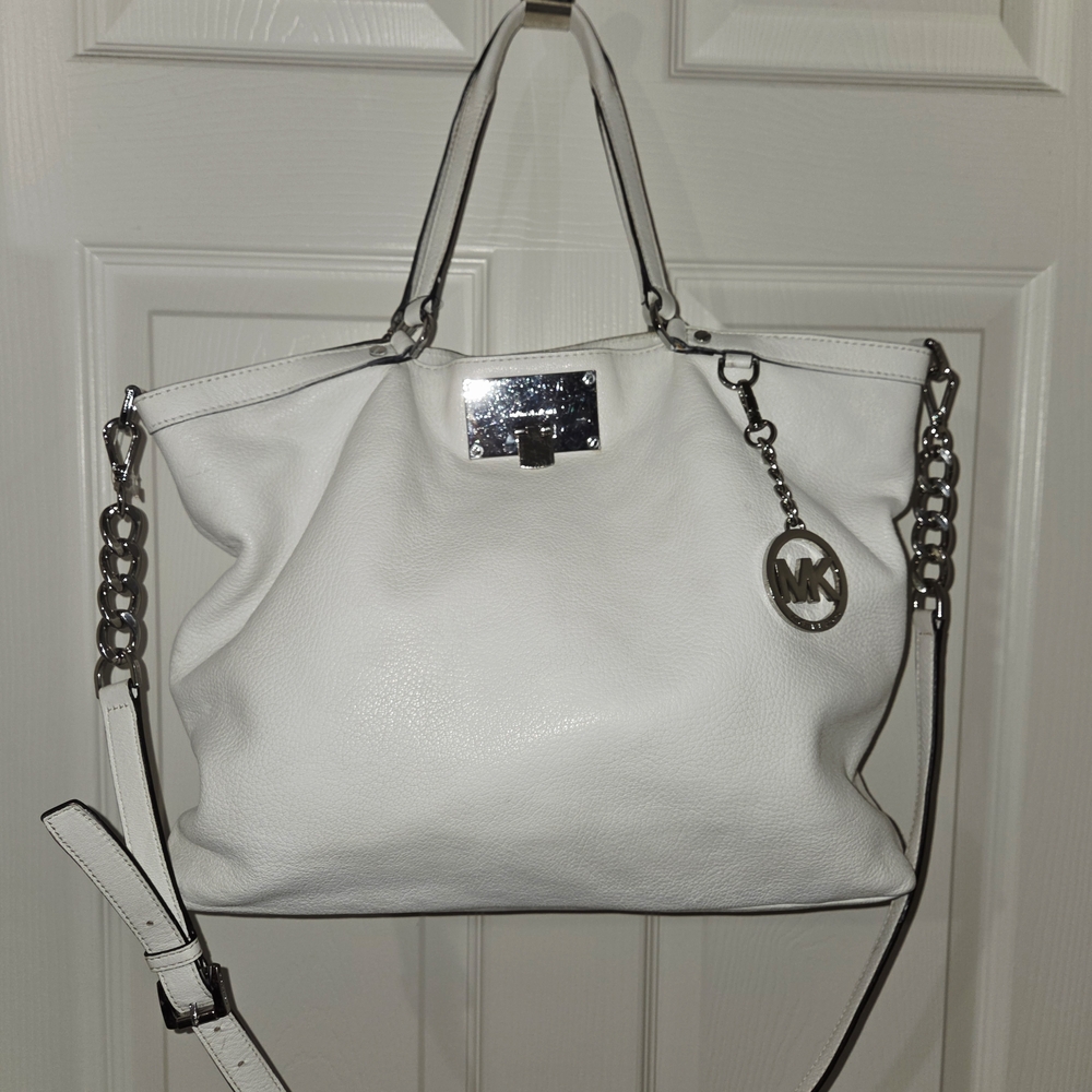 White Leather Tote Bag